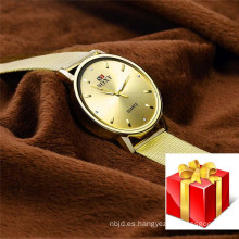 Reloj plateado de oro de la joyería del diseño simple de la alta calidad para los regalos de los hombres